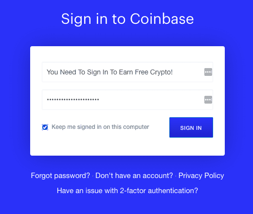 Sign into Coinbase